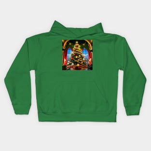 Magnificent Christmas Tree in a Window Kids Hoodie